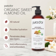 PURA D'OR 16 Oz ORGANIC Sweet Almond Oil